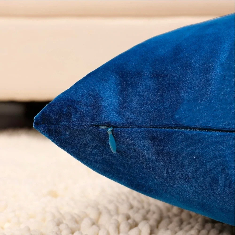 Velvet Pillow Cases Blue New Set of 2 18